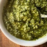 Pesto sauce in a bowl.