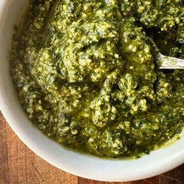 Pesto sauce in a bowl.