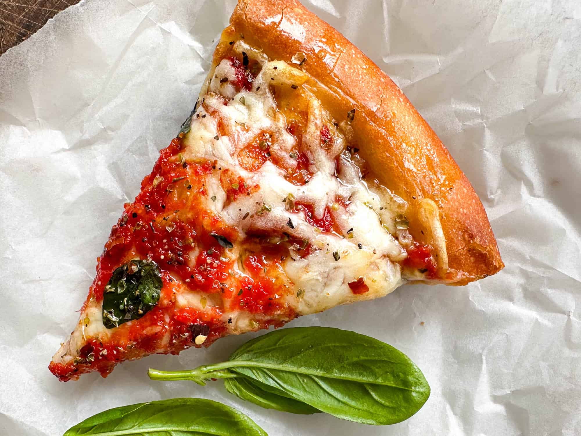 Single slice of cast iron pizza. 